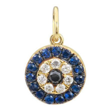 Load image into Gallery viewer, 14K Yellow Gold Sapphire Diamond Chamsa Charm
