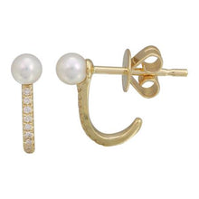 Load image into Gallery viewer, 14K Yellow Gold Diamond Pearl Stud
