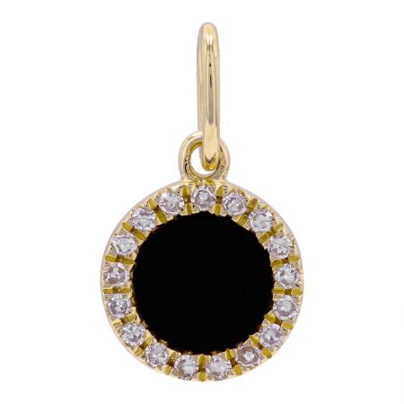 14k Yellow Gold Onyx Diamond Charm