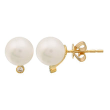 Load image into Gallery viewer, 14K Gold Pearl and Diamond Earrings
