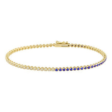 Load image into Gallery viewer, 14K Yellow Gold Half Lapis Half Diamond Tennis Bracelet
