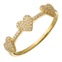 Load image into Gallery viewer, 14K Gold Diamond Triple Heart Ring
