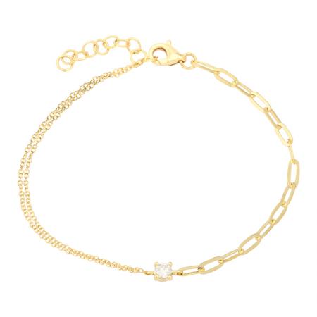 14k Yellow Gold Mixed Chain Diamond Bracelet