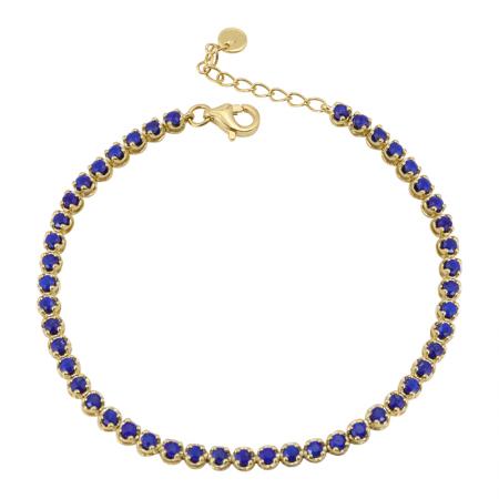 14K Yellow Gold Lapis Tennis Bracelet