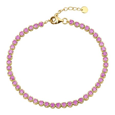 14K Yellow Gold Pink Sapphire Tennis Bracelet