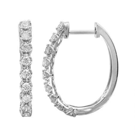 14K Gold Diamond Oval Hoops