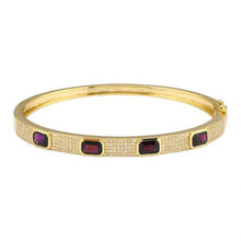 Load image into Gallery viewer, 14K Yellow Gold Diamond Ruby Stone Studded Bangle
