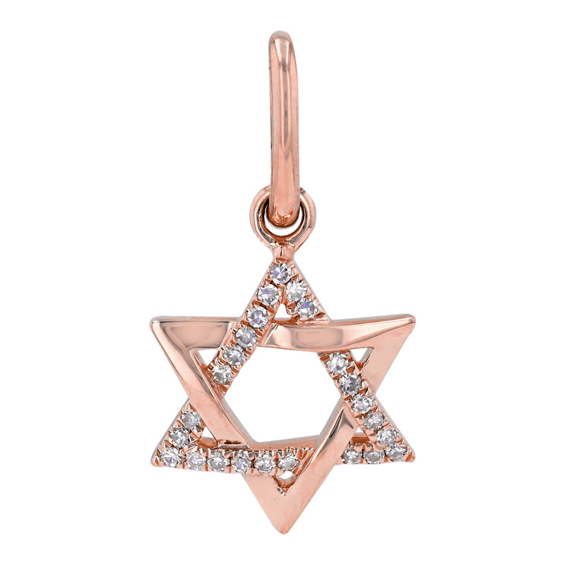 14K Gold Star Of David Diamond Charm