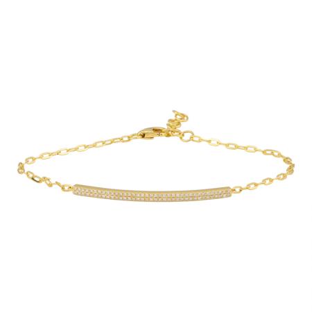 14K Yellow Gold Diamond Bar Paperclip Bracelet