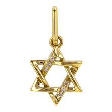 Load image into Gallery viewer, 14K Gold Half Diamond Star of David Charm
