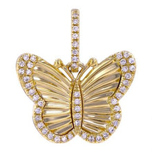 Load image into Gallery viewer, 14K Yellow Gold Diamond Fluted Butterfly Charm
