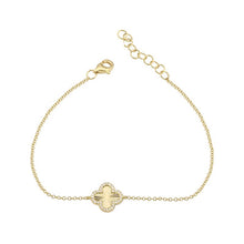 Load image into Gallery viewer, 14K Gold Diamond Fluted Clover Bracelet
