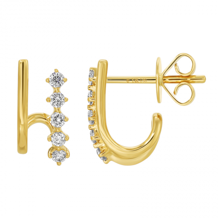 14K Yellow Gold Diamond Cage Earrings