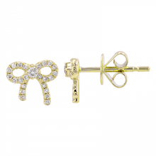 Load image into Gallery viewer, 14K Gold Small Diamond Bow Studs
