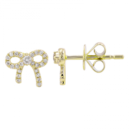 14K Gold Small Diamond Bow Studs