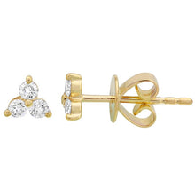 Load image into Gallery viewer, 14K Gold Triple Diamond Stud (Sold as Single)
