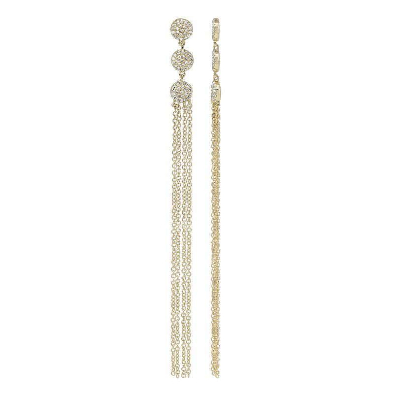 14K Yellow Gold Diamond Hanging Fringe Earrings