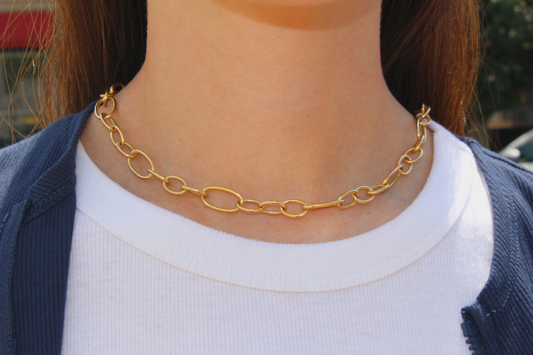 14K Yellow Gold Oval Link Necklace