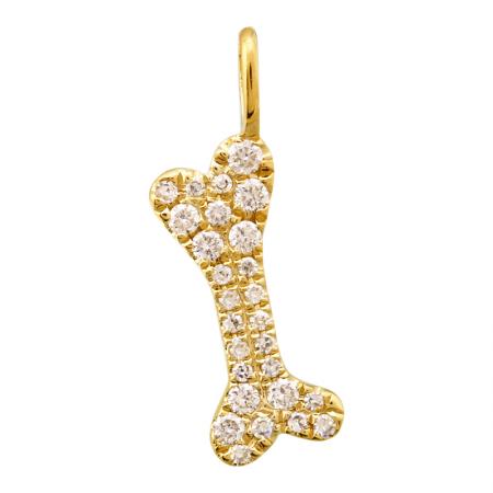 14K Yellow Gold diamond Dogbone Charm