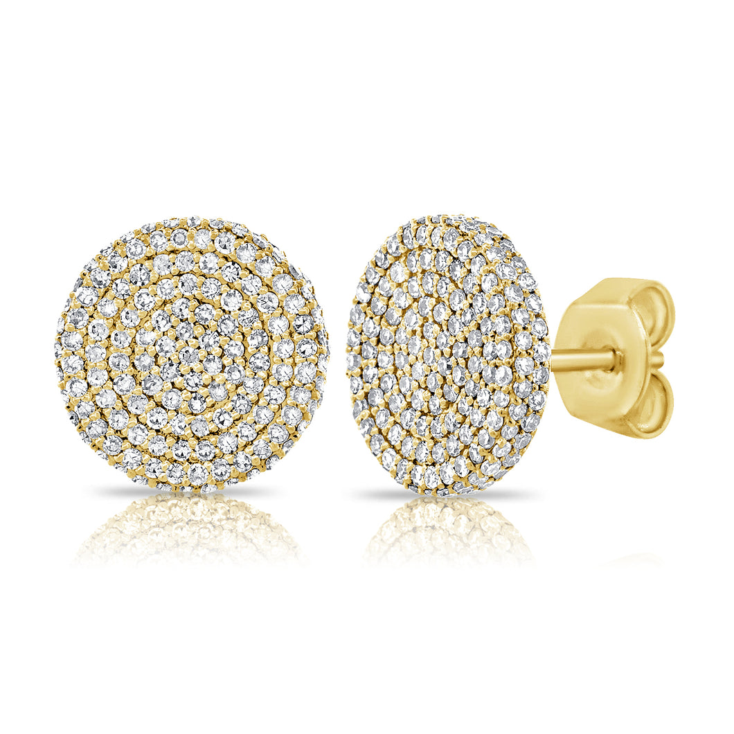 14K Yellow Gold Diamond Round Studs