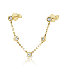 Load image into Gallery viewer, 14K Yellow Gold Bezel Diamond Chain Earring (second Hole)
