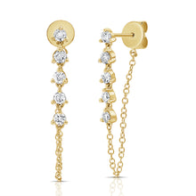 Load image into Gallery viewer, 14K Yellow Gold Diamond Drop Chain Earring
