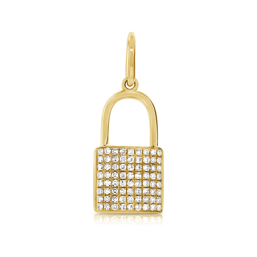 14K Yellow Gold and Diamond Lock Charm