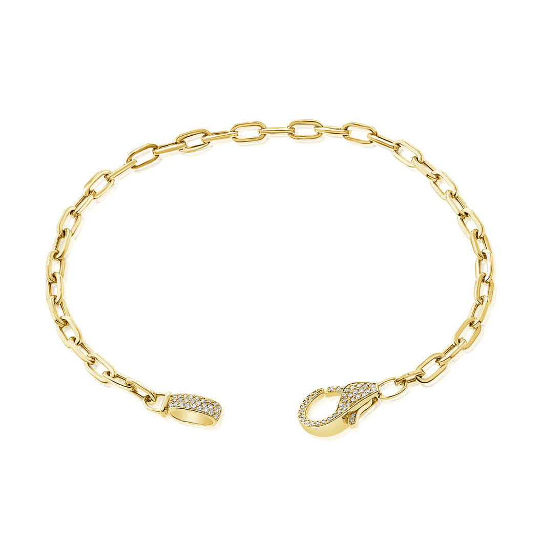 14K Yellow Gold Diamond Clasp Link Bracelet