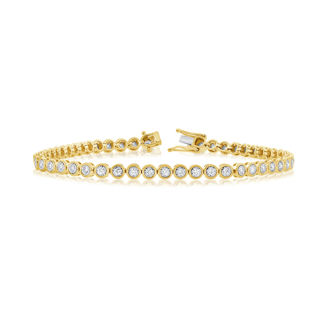 14K Gold 1ct Diamond Bezel Tennis Bracelet