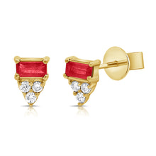 Load image into Gallery viewer, 14K Gold Ruby and Diamond Studs
