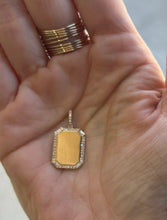 Load image into Gallery viewer, 14K Gold and Diamond Rectangle Engrave ID Charm
