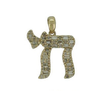 Load image into Gallery viewer, 14K Gold Baguette Diamond  Chai Charm
