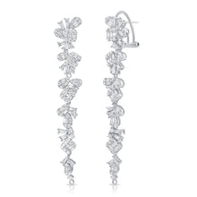 Load image into Gallery viewer, 14K White Gold Multi Shape Diamond Baguette Drop Earrings
