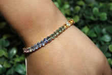 Load image into Gallery viewer, 14K Yellow Gold Rainbow Tennis Bracelet

