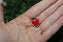 Load image into Gallery viewer, 14K Yellow Gold Diamond Red Heart Charm
