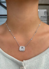 Load image into Gallery viewer, 14K White Gold Baguette and Emerald Cut Diamond with Diamond by the Yard Chain Necklace
