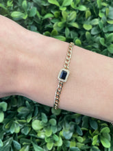 Load image into Gallery viewer, 14K Yellow Gold Diamond Sapphire Chain Link Bracelet
