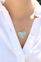 Load image into Gallery viewer, 14K Yellow Gold Fluted Turquoise Heart Charm
