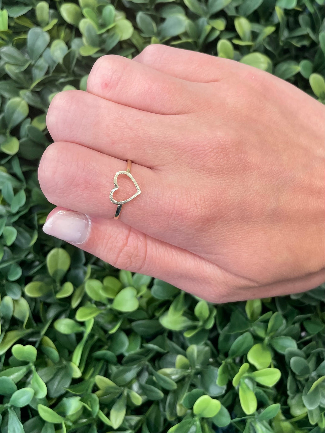 14K Yellow Gold Small Open Heart Ring