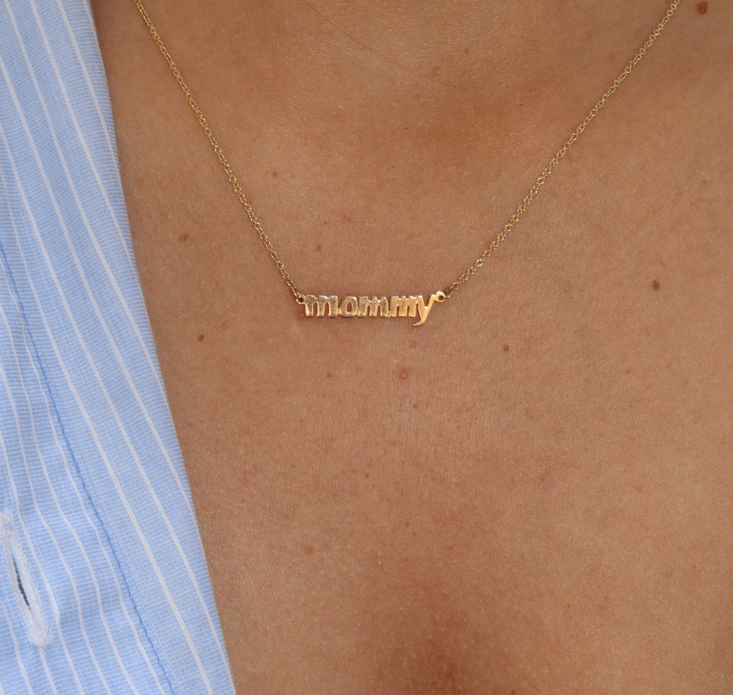 14K Yellow Gold Small Mommy Necklace