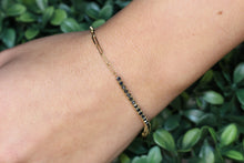 Load image into Gallery viewer, 14K Yellow Gold Half Black Diamond Half Paper Clip Chain Bracelet
