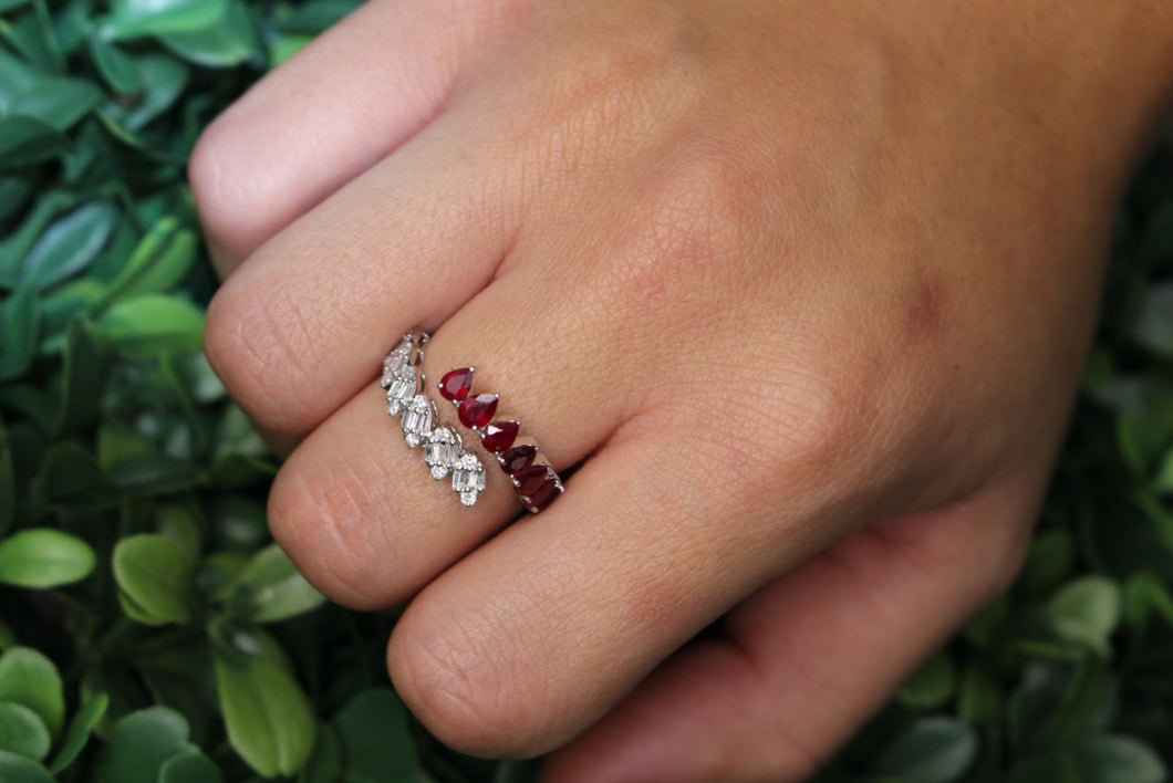 14K White Gold and Ruby Diamond Ring