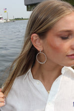 Load image into Gallery viewer, 14K White Gold Diamond Circle Drop Earrings
