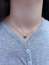 Load image into Gallery viewer, 14K Gold Malachite Medium Heart Necklace
