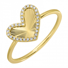 Load image into Gallery viewer, 14K Gold Medium Fluted Heart and Diamond Ring
