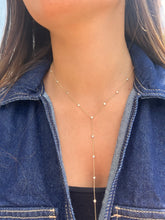 Load image into Gallery viewer, 14K Yellow Gold Diamond Bezel Lariat Necklace
