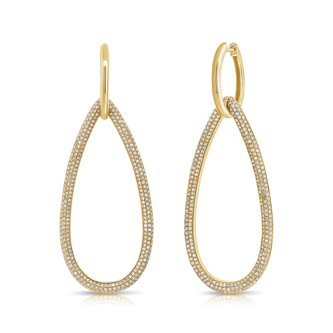 14K Yellow Gold Diamond Pear Earrings