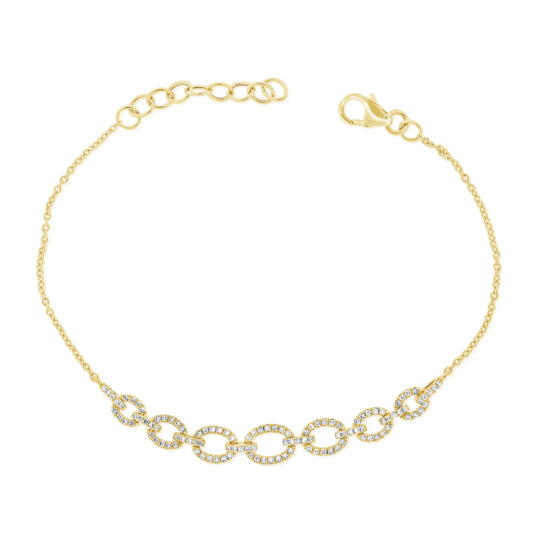 14K Yellow Gold Diamond Round Link Bracelet