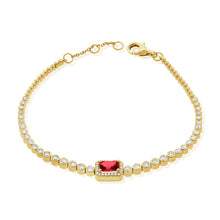 Load image into Gallery viewer, 14K Yellow Gold Diamond Bezel Color Stone Bracelet
