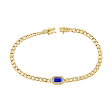 Load image into Gallery viewer, 14K Yellow Gold Diamond Sapphire Chain Link Bracelet

